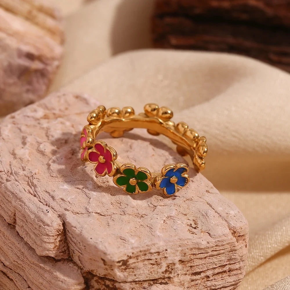 Rainbow Floral Ring