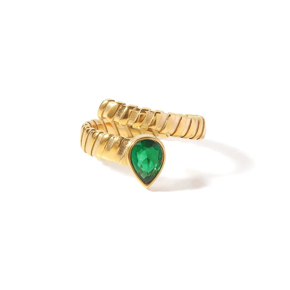 Green Teardrop Ring