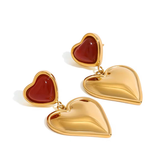 Red Double Heart Earrings