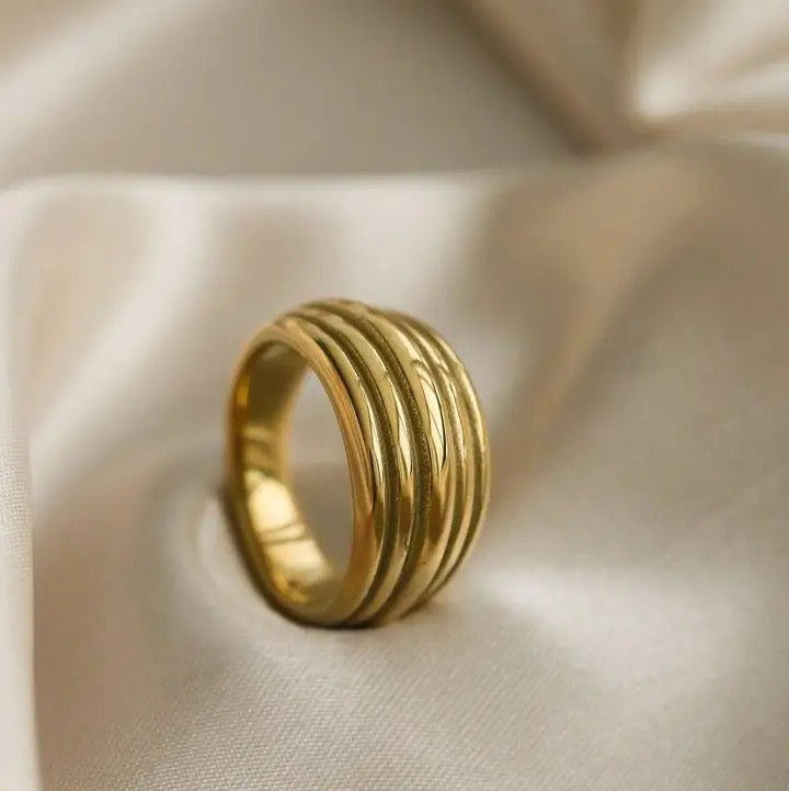 Gold Ridged Rings Images Chunky Ridged Gold Ring – Honey, I’m home Accessories.