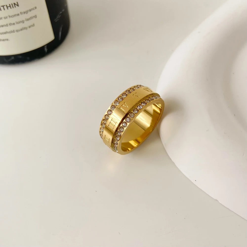 Roman Drill Zircon Ring