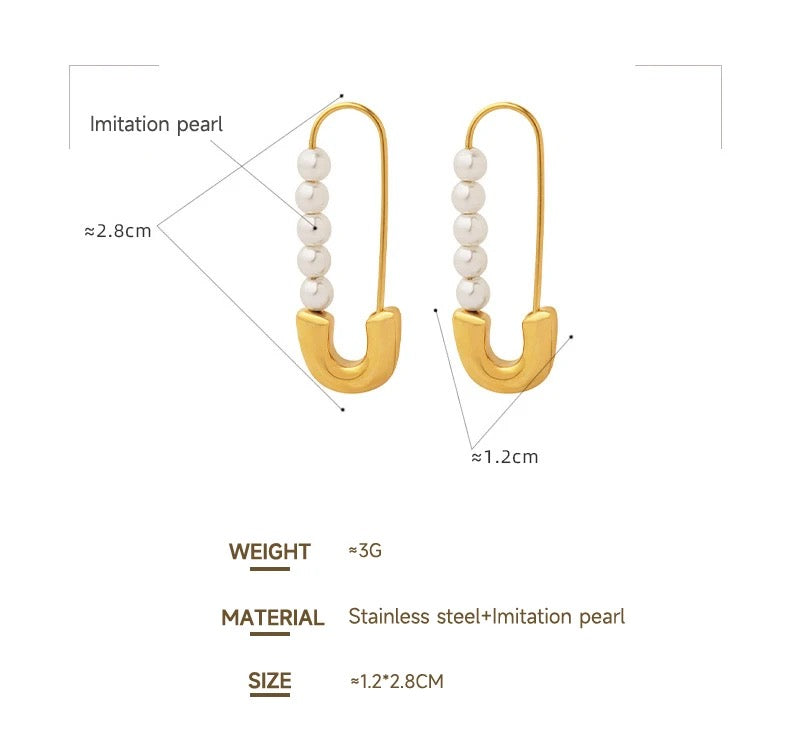 Pearl Paperclip Hoops