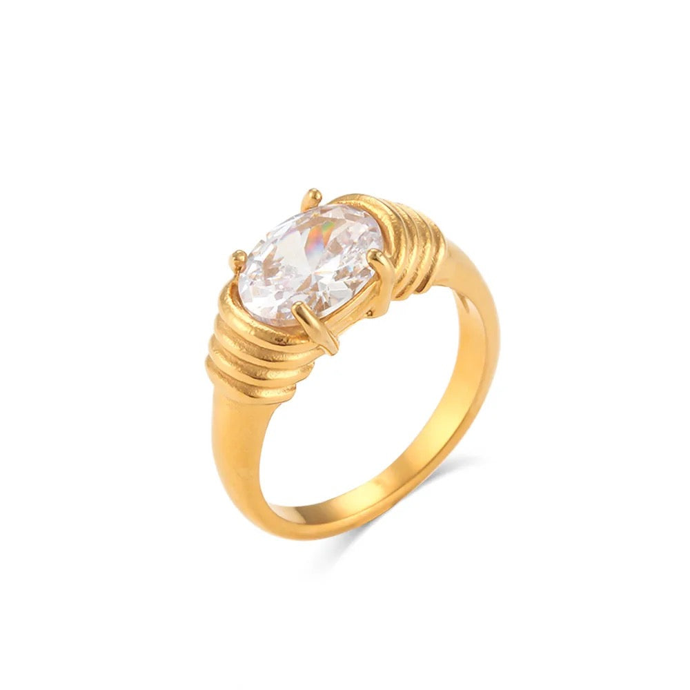 Joelle Gold Ring (Stone Color White)