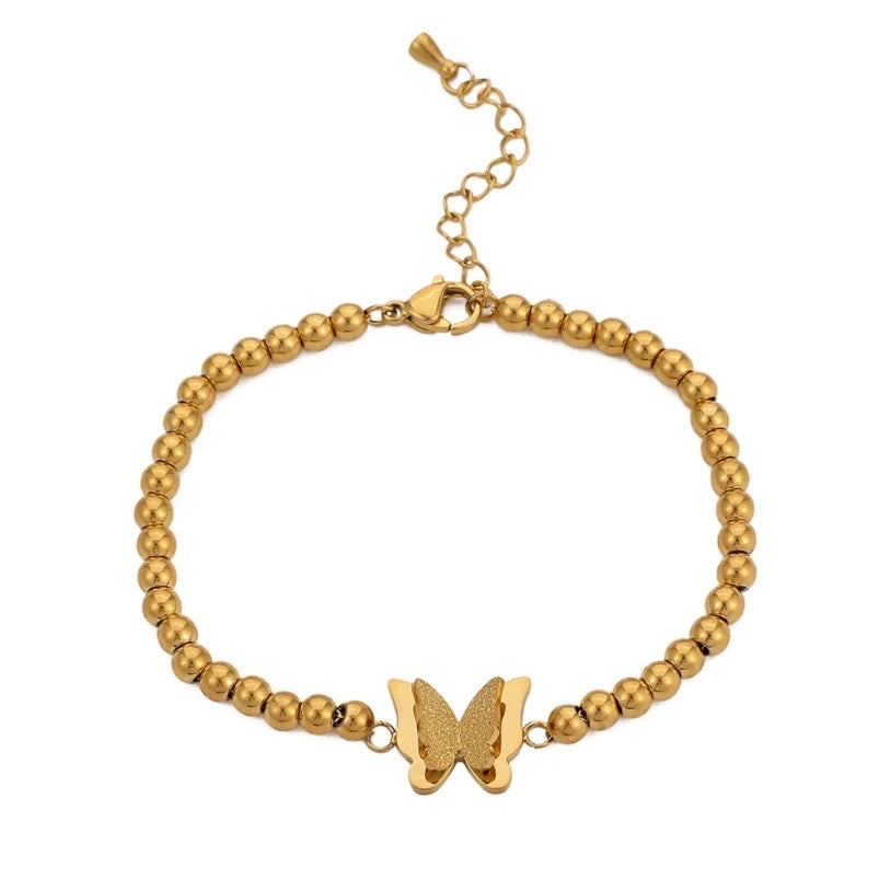 Beaded Butterfly Gold Bracelet