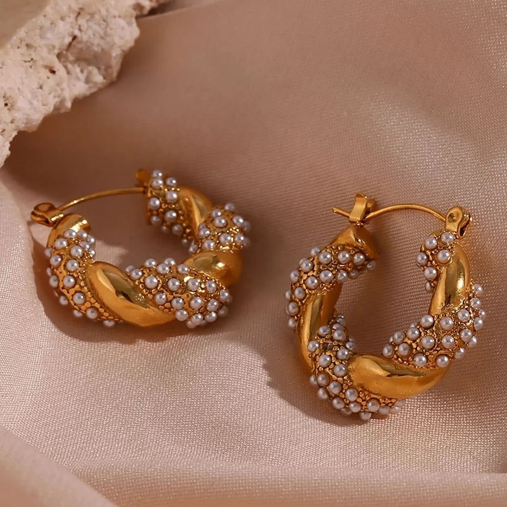 Pearl version Encrusted Hoops