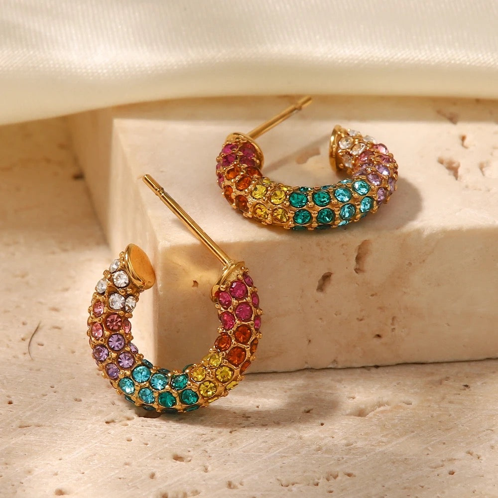 Rainbow Zirconia Hoops