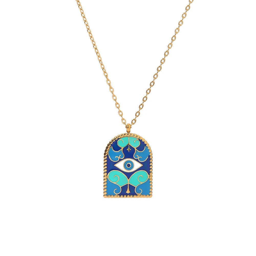 Aqua Evil Eye Necklace