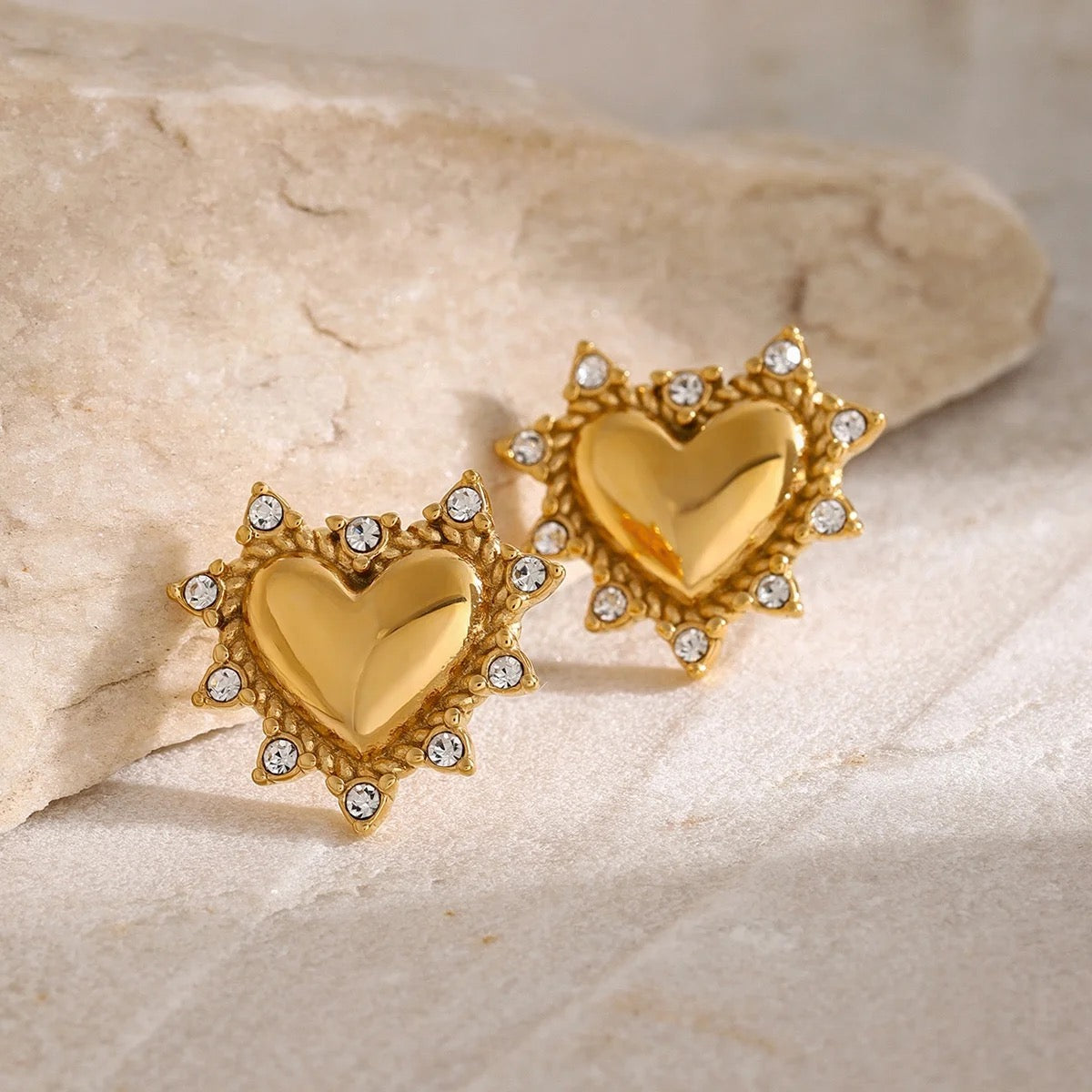 Heart Coned Zircon Studs