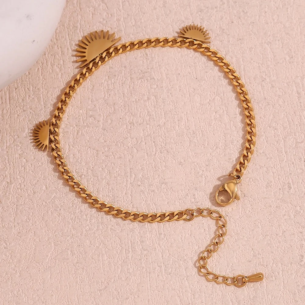 Half Gold Sun Cuban Bracelet