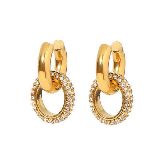 Double Circle Zircon Hoops