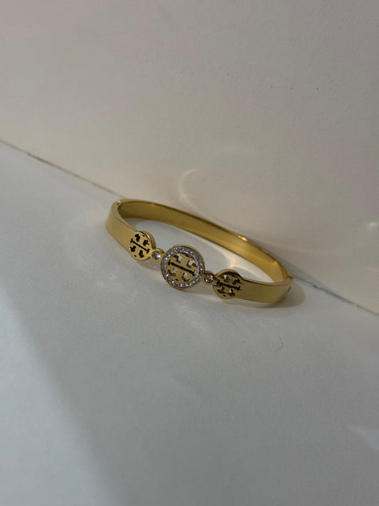 Gold T Circle Bangle