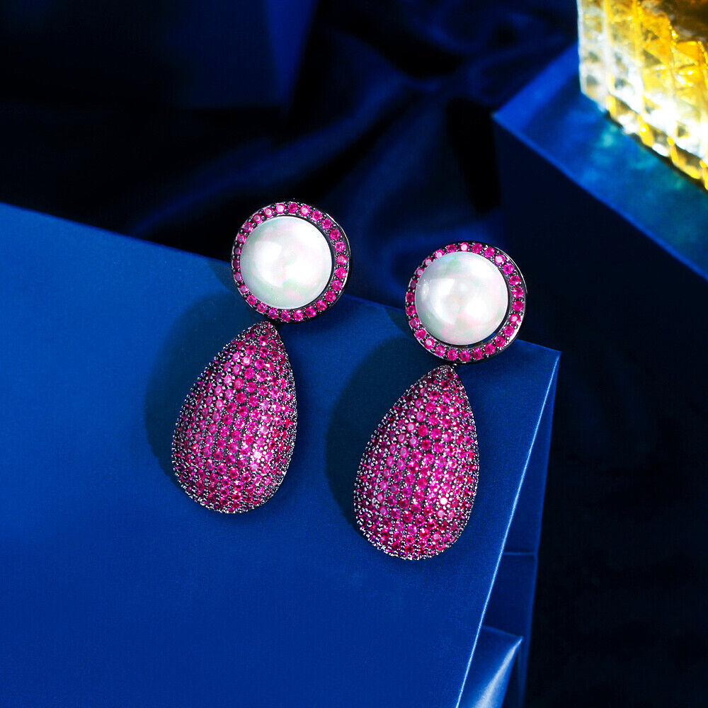 Pearl Fuschia Earrings