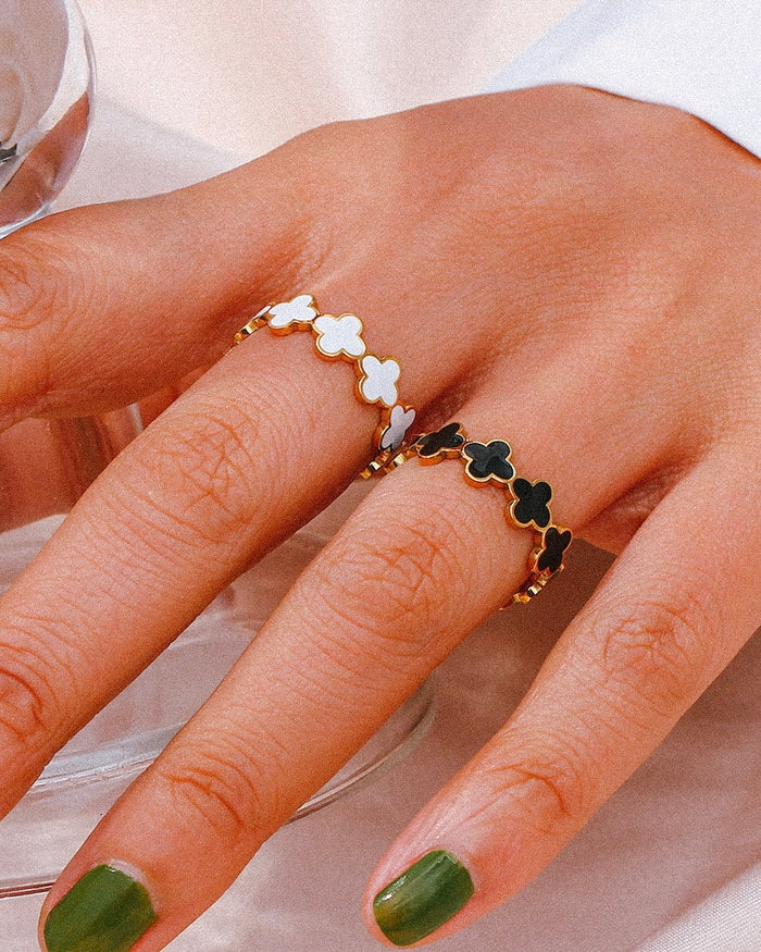 White Mini Clover Ring