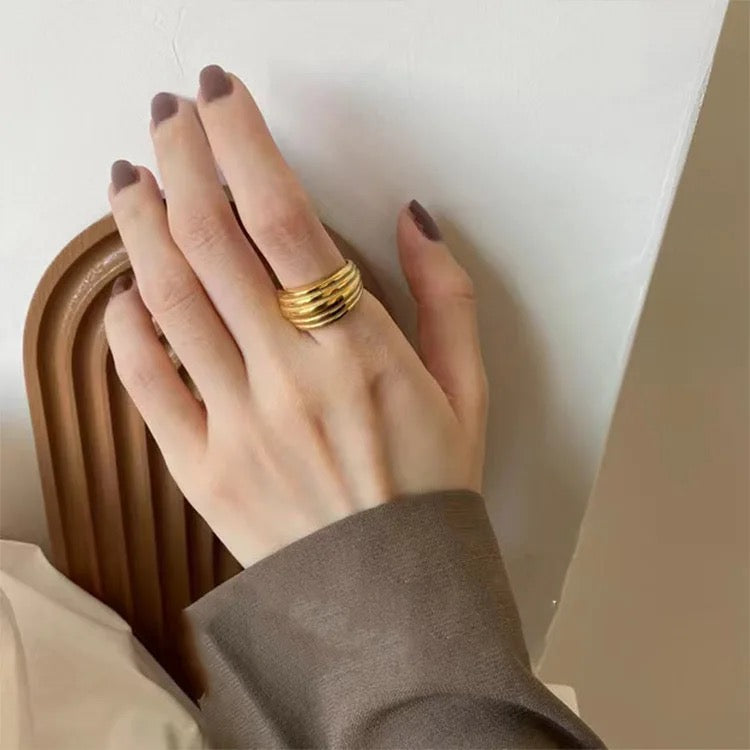 Chunky Ridged Gold Ring