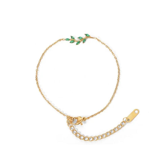 Green Dainty Branch Bracelet