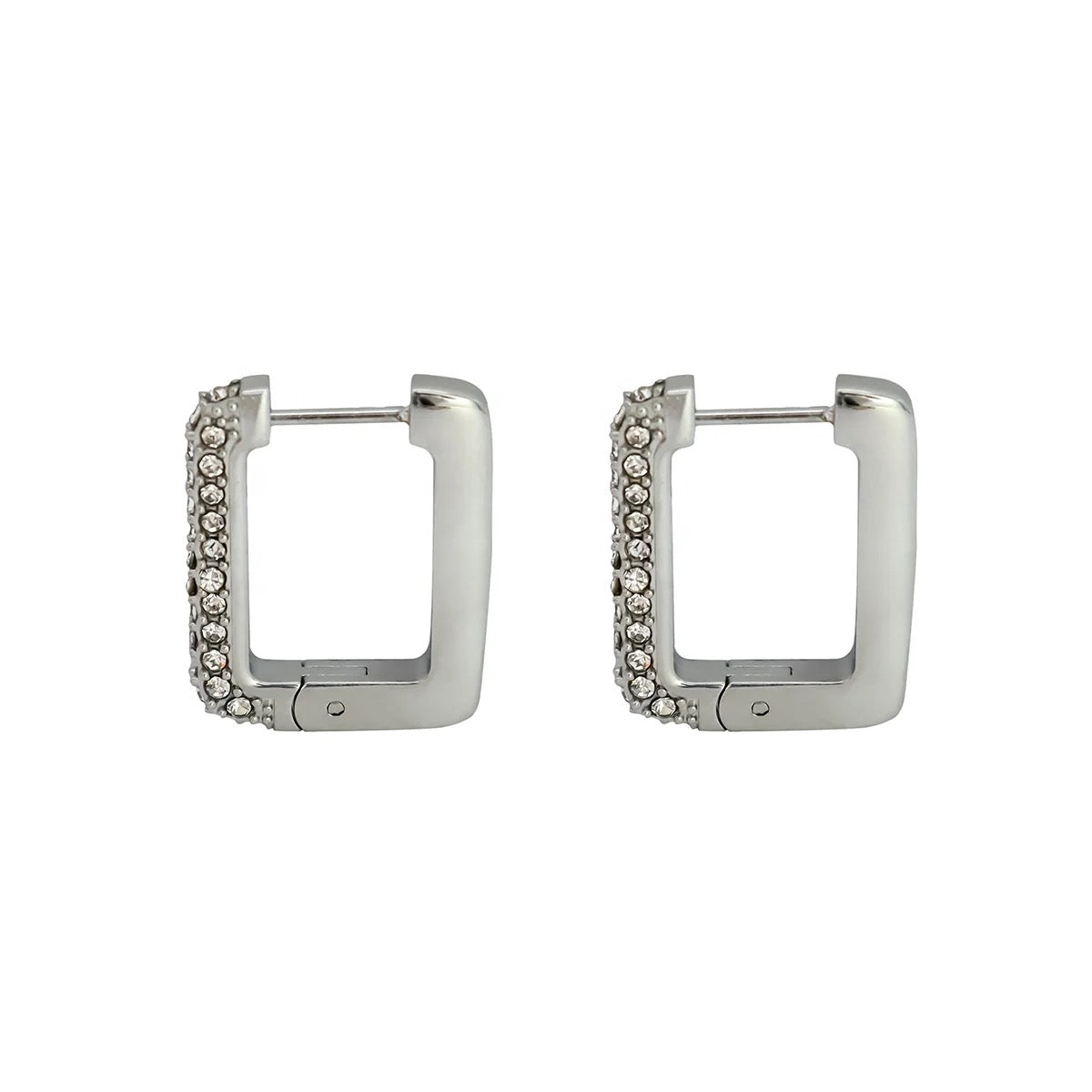 Silver Cz square Hoops (silver)