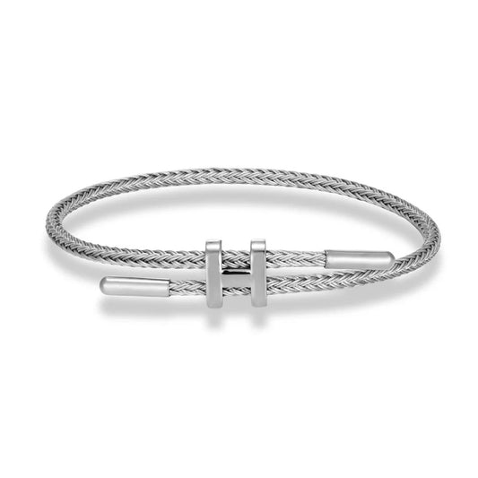 Silver Grey H Braid Bracelet