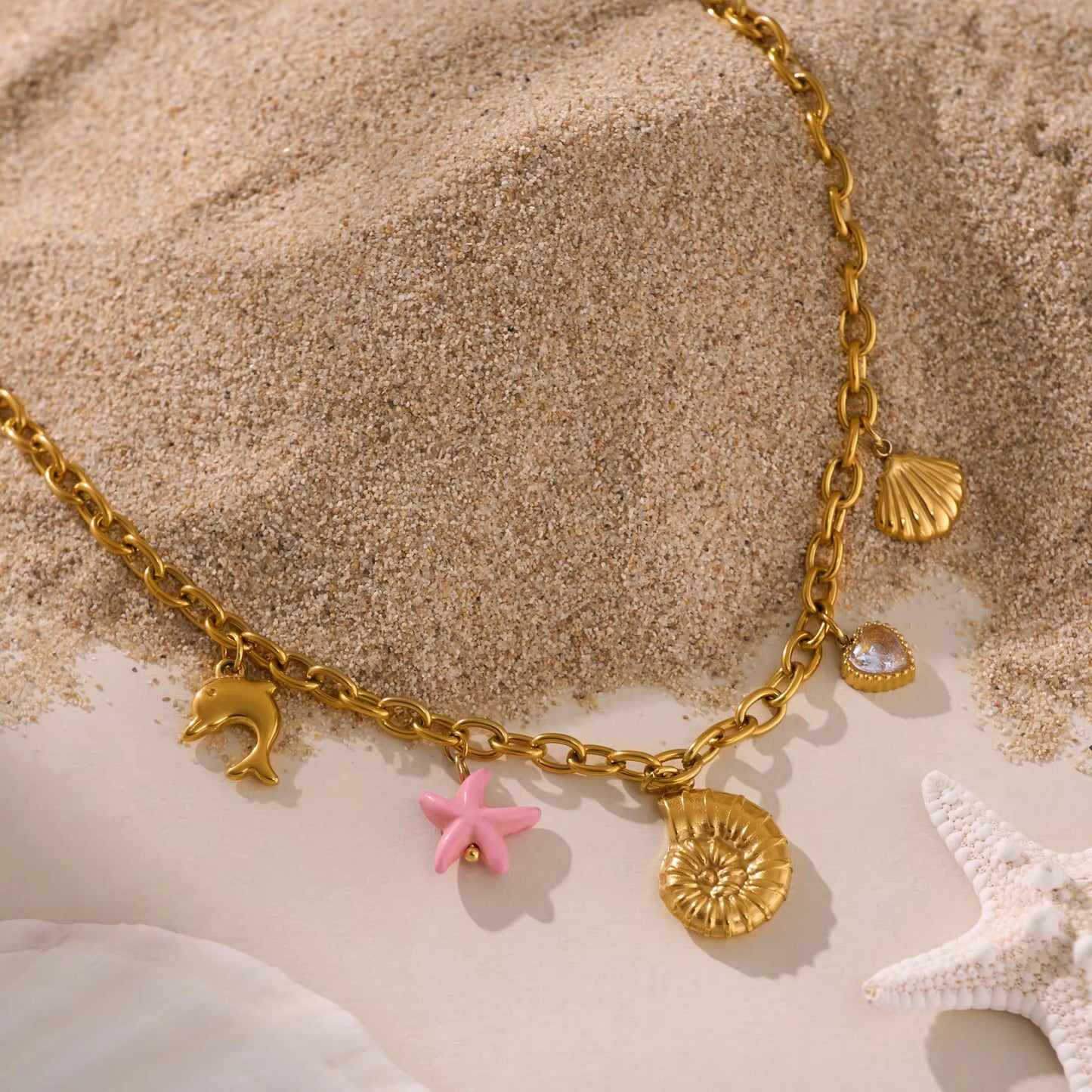 Shell Pink Charm Necklace