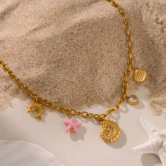 Shell Pink Charm Necklace