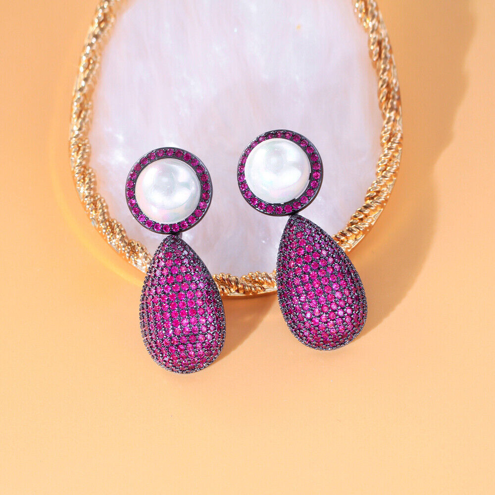 Pearl Fuschia Earrings