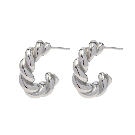 Silver Braid Hoops