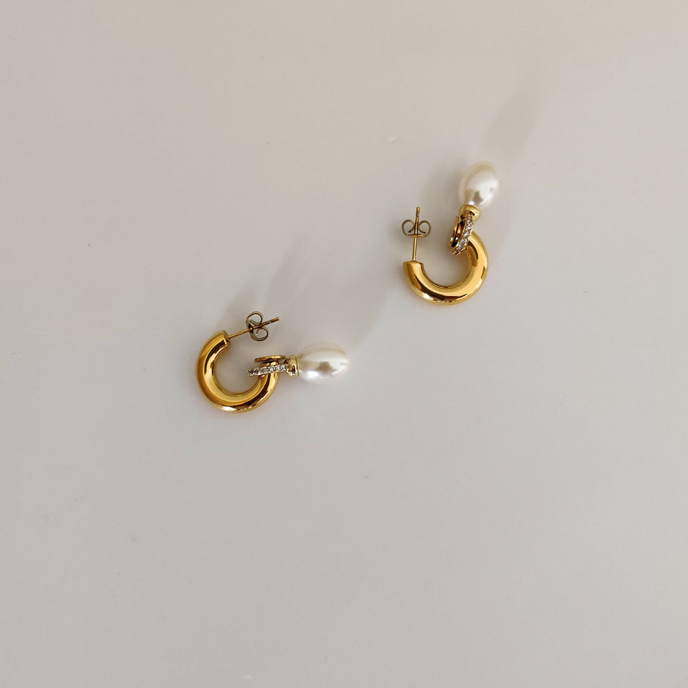 Open Pearl Hoops