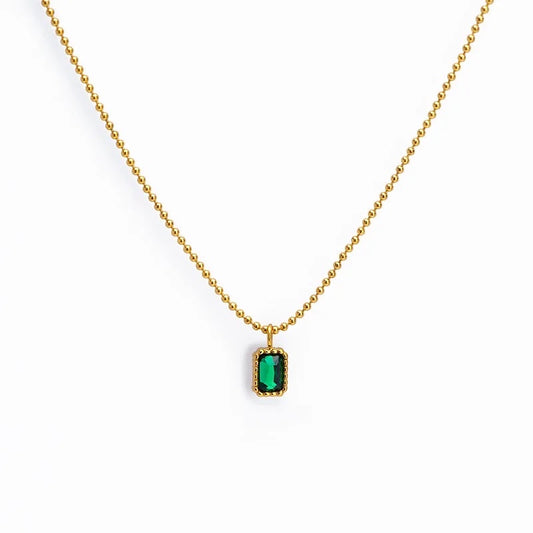 Mini Dainty Green Necklace (beaded chain)