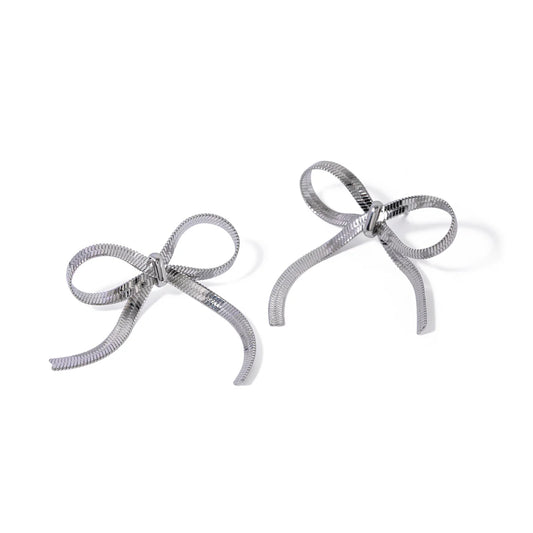 Silver Party Bow Earrings