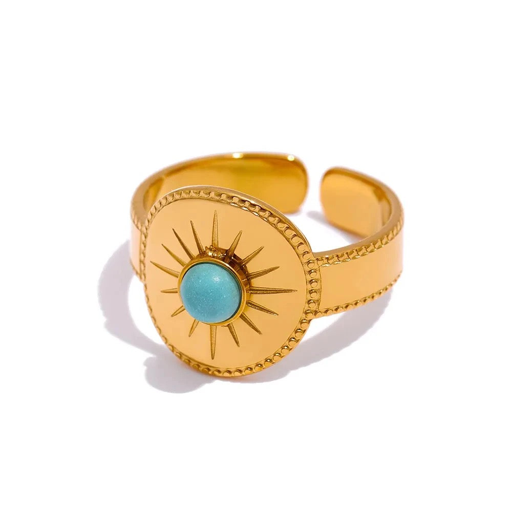 Turquoise Round Ring (Adjustable size)