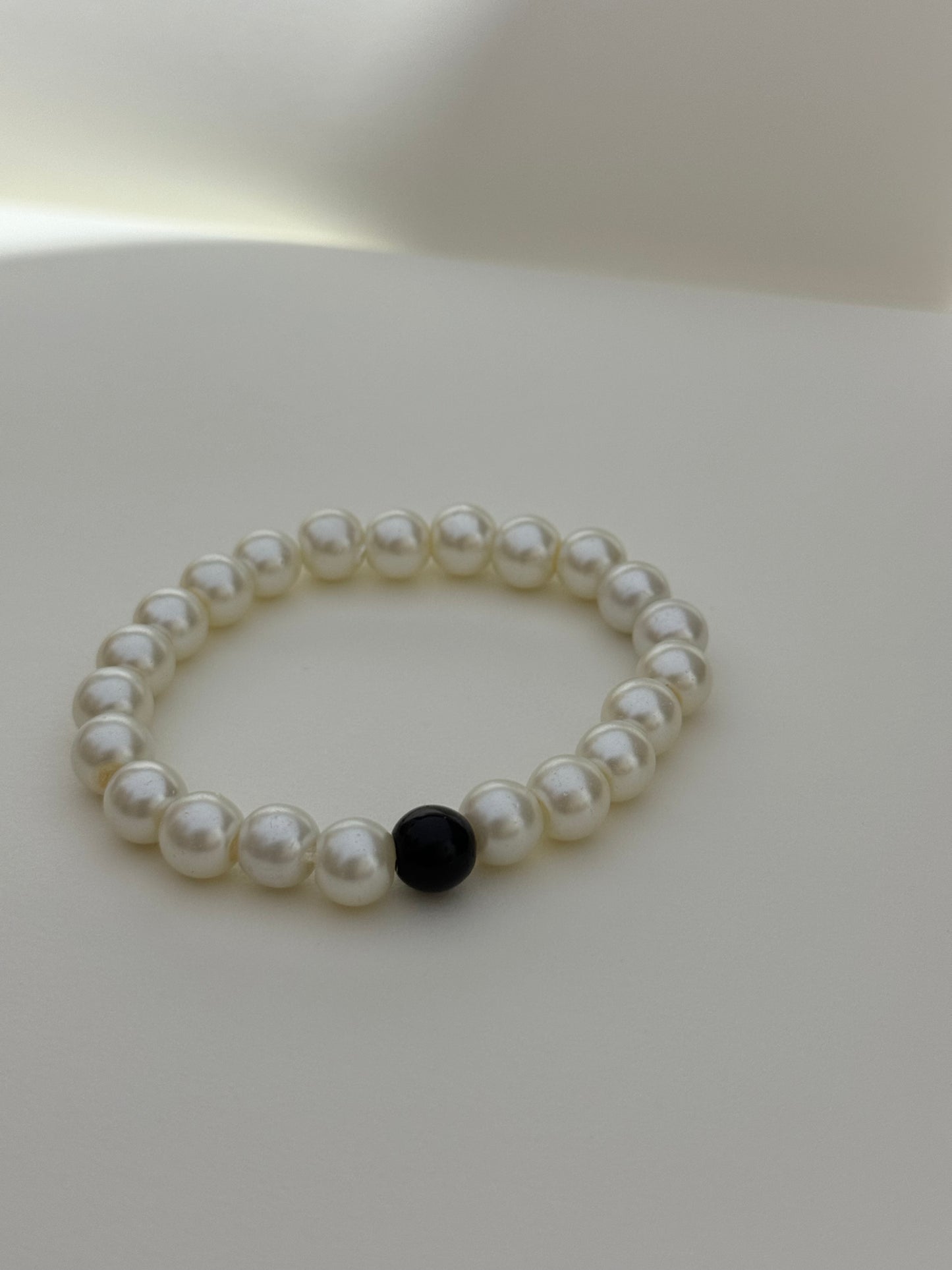 Pearls with black Bead Handmade Bracelet