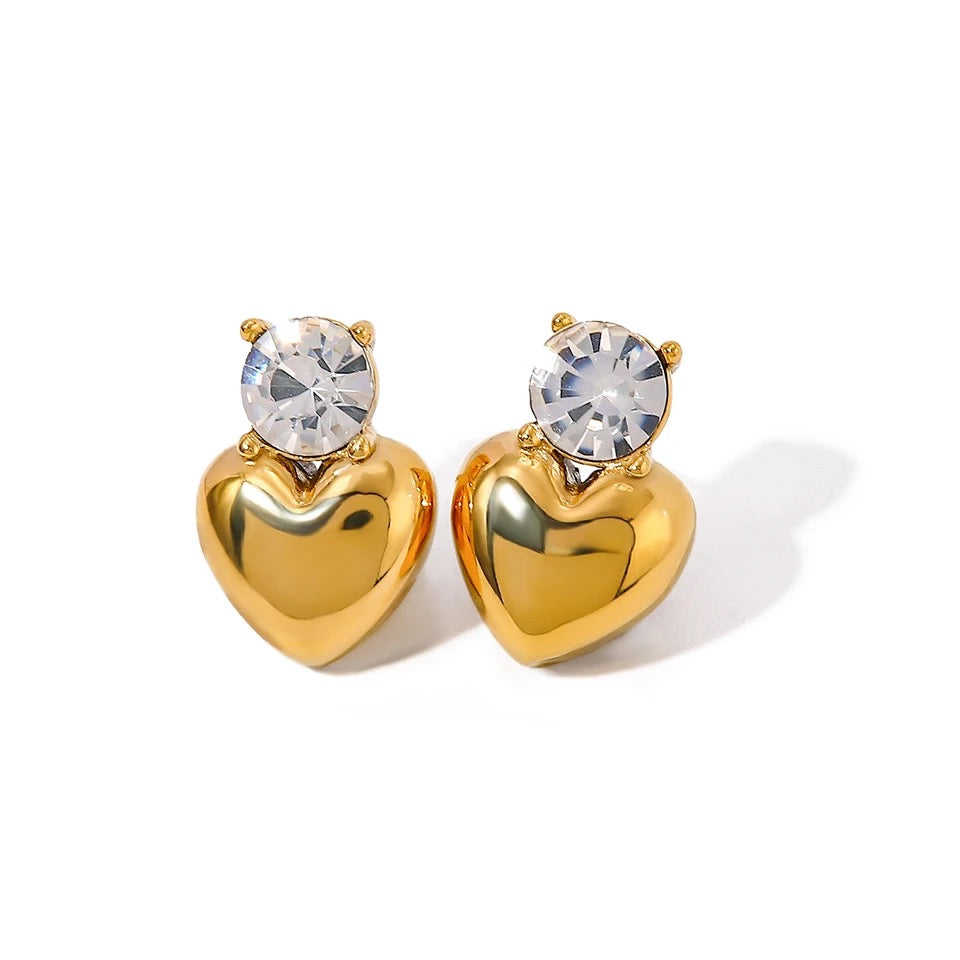 Diamond Gold Heart Studs