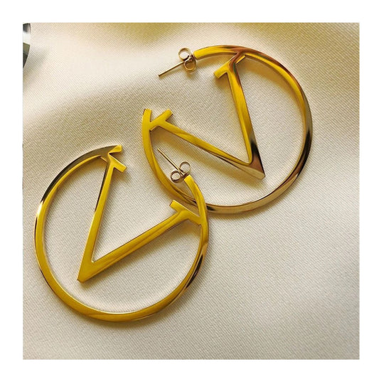 Big V Circle Earrings