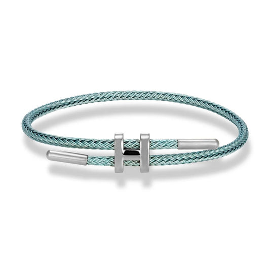 Silver Blue H Braid Bracelet