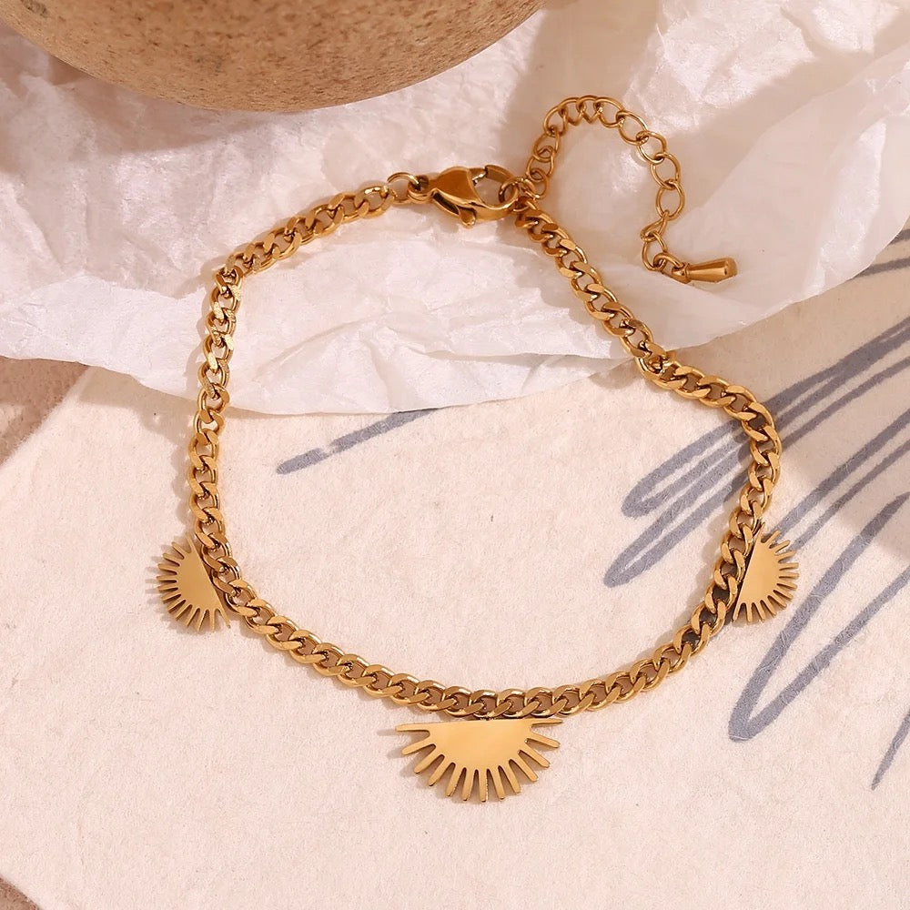 Half Gold Sun Cuban Bracelet