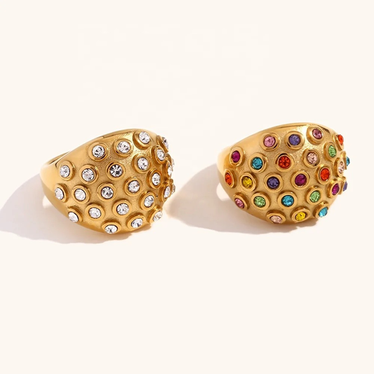 Saloni Chunky Ring (multi zircons)