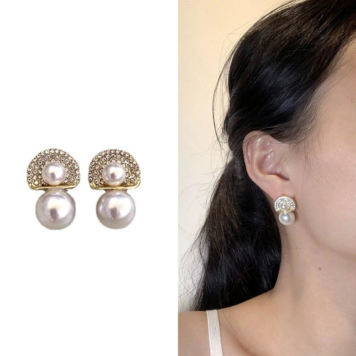 Mushroom Pearl Gold Studs