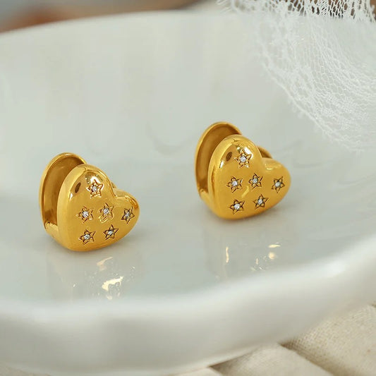 Starry Dual sided Heart Studs