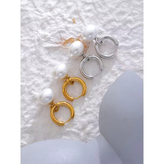 Butter Pearl Hoops