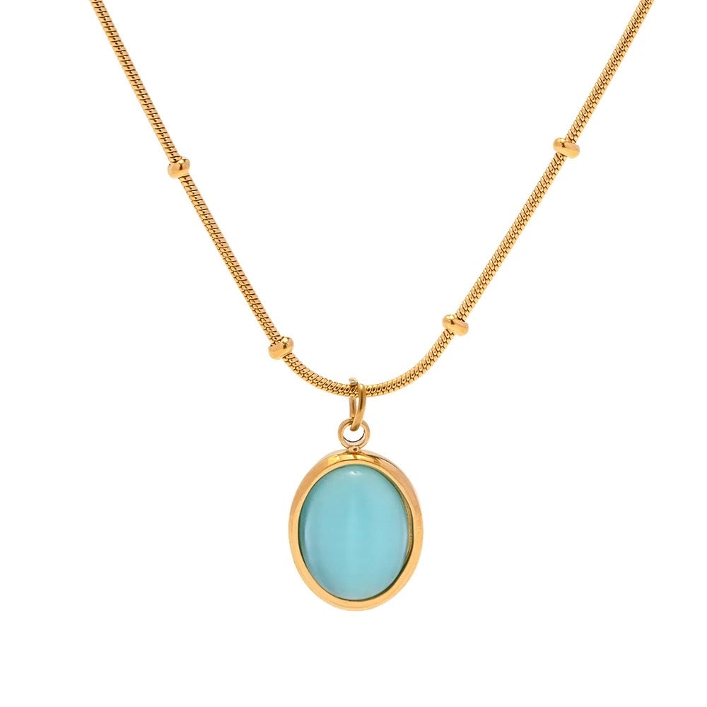 Aqua Oval Necklace