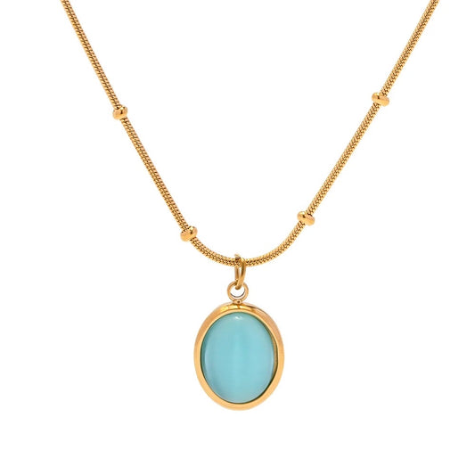 Aqua Oval Necklace