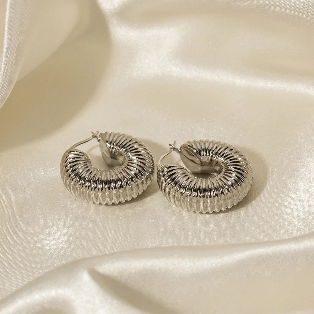 Silver Snail Hoops