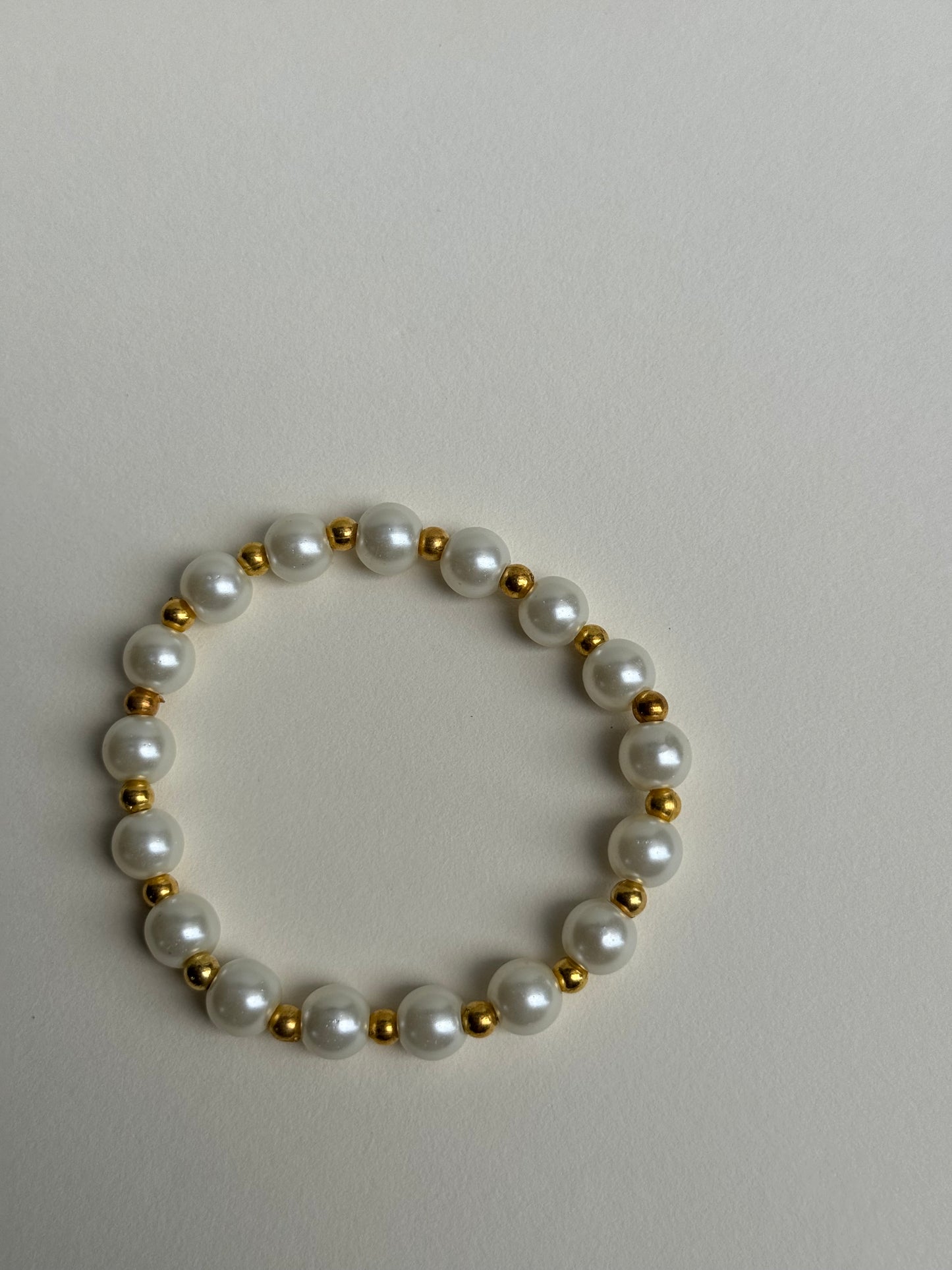 Pearl with gold beads Handmade Bracelet