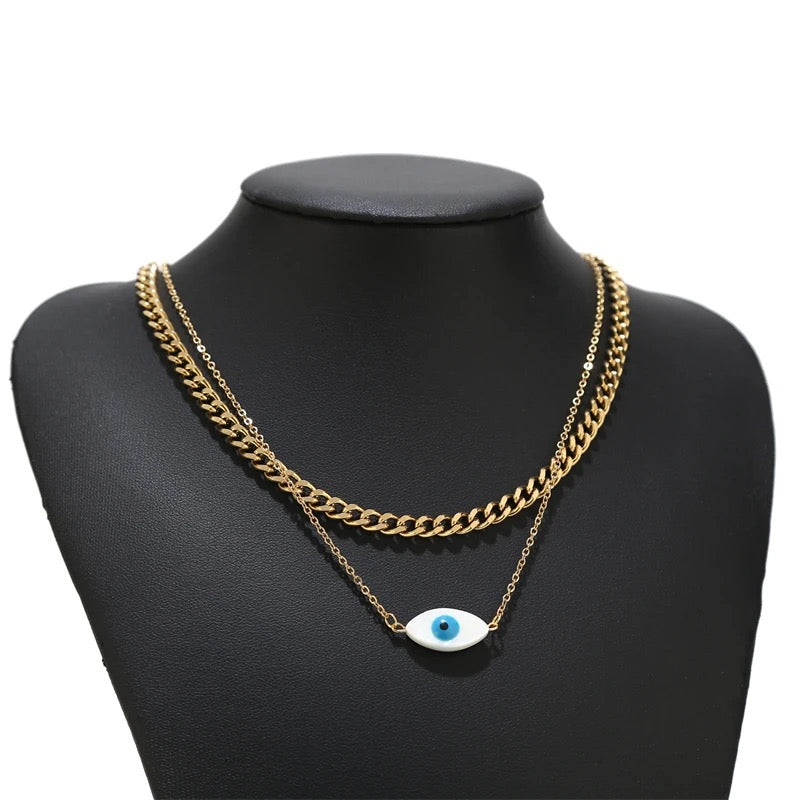 Double layer Blue Eye Necklace