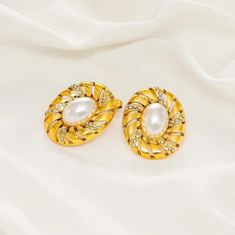 Mosaic Pearl Studs