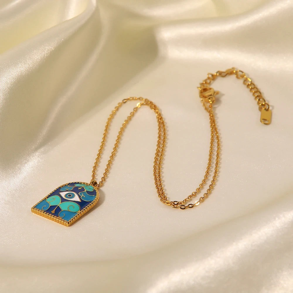 Aqua Evil Eye Necklace