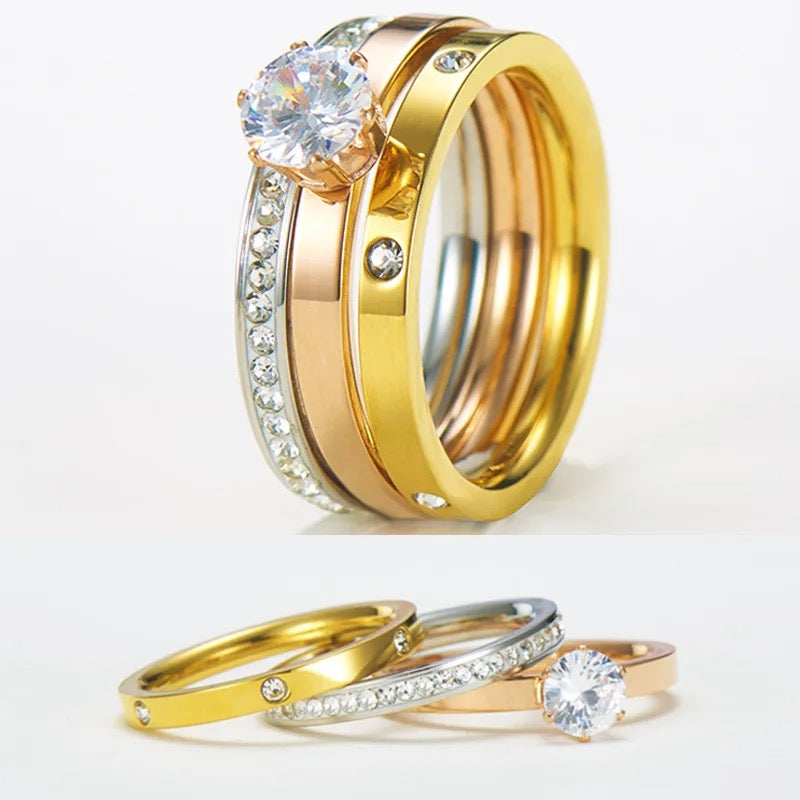 Tritoned Zircon Ring Stack