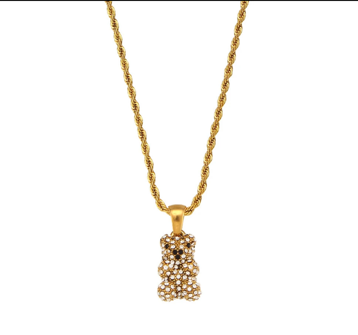 Gold Teddy Zircon Necklace