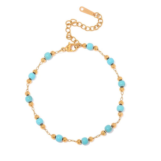 Turquoise with Gold Beads Bracelet