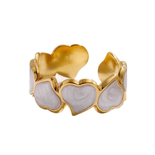 White Enamel Heart Ring