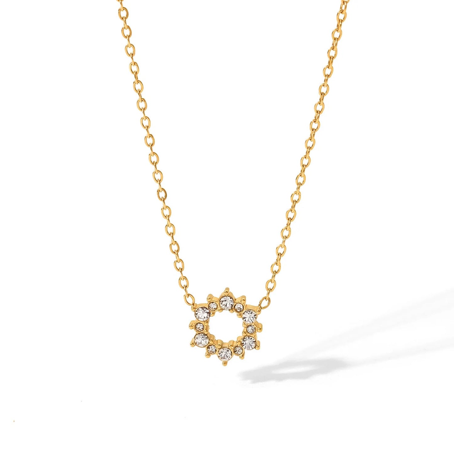 CZ Circle Gold Necklace